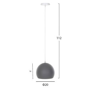 Chandelier, gray spherical - white cable, D20x112hcm Hm4109