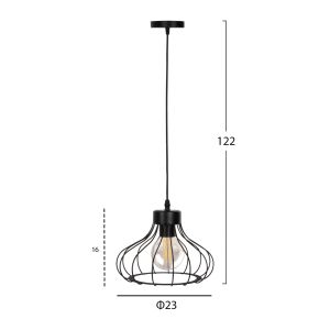 Chandelier, black metal spherical, D23x122hcm Hm4114