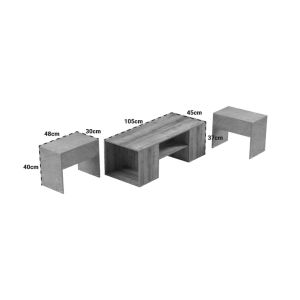 Polymorphic coffee table Morfi 3 pcs. in oak-beige marble shade 105x45x37cm