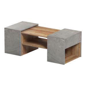 Polymorphic coffee table Morfi 3 pcs. in oak-beige marble shade 105x45x37cm
