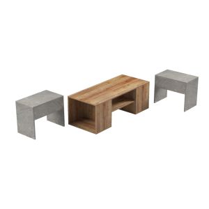 Polymorphic coffee table Morfi 3 pcs. in oak-beige marble shade 105x45x37cm