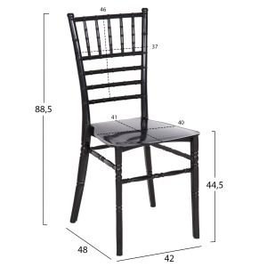Polypropylene catering chair Tiffany New glossy black 42x48x88.5cm Hm8058.07