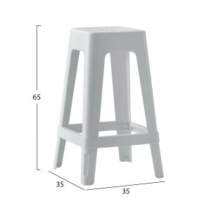 Polypropylene stool square Zeb white 35x35x65cm Hm6128,01