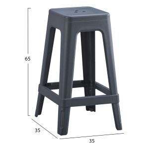 Polypropylene stool square Zeb gray 35x35x65cm Hm6128,03