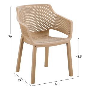Polypropylene dining chair Peggy Hm6368.03 cappuccino 60x55x79cm.