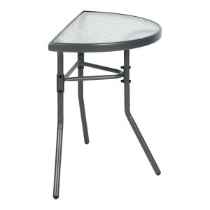 SEMI-ROUND TABLE BION GLASS-METAL IN DARK GREY COLOR 70X40X65CM