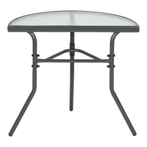 SEMI-ROUND TABLE BION GLASS-METAL IN DARK GREY COLOR 70X40X65CM