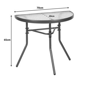 SEMI-ROUND TABLE BION GLASS-METAL IN BROWN COLOR 70X40X65CM