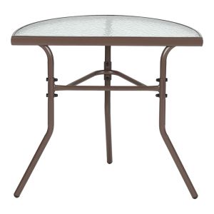 SEMI-ROUND TABLE BION GLASS-METAL IN BROWN COLOR 70X40X65CM