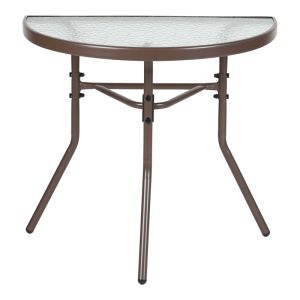 SEMI-ROUND TABLE BION GLASS-METAL IN BROWN COLOR 70X40X65CM