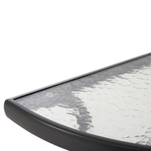 Semicircular table Lima Hm5967.01 metal in gray color with glass top 70x40x64.5hcm