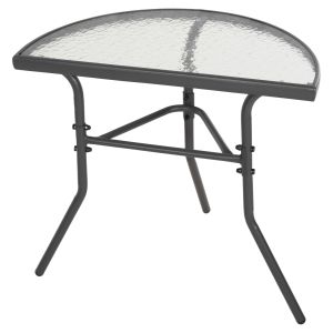 Semicircular table Lima Hm5967.01 metal in gray color with glass top 70x40x64.5hcm