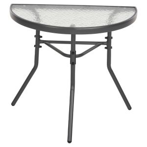 Semicircular table Lima Hm5967.01 metal in gray color with glass top 70x40x64.5hcm