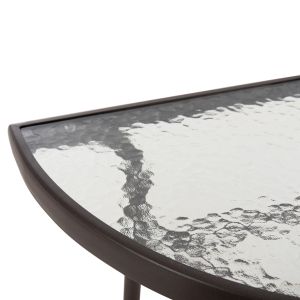 Semicircular table Lima Hm5967.02 metal in brown color with glass top 70x40x64.5hcm