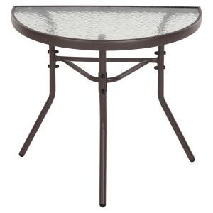 Semicircular table Lima Hm5967.02 metal in brown color with glass top 70x40x64.5hcm