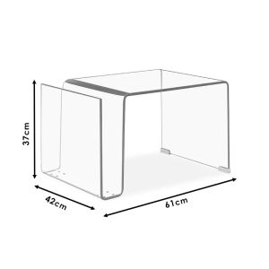 Помощна маса -поставка за списания Glasser Clear Club закалено стъкло 10mm Glass Line 42x38x48cm εμ735