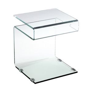Помощна маса -поставка за списания Glasser Clear Club закалено стъкло 10mm Glass Line 42x38x48cm εμ735