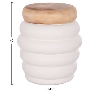 Помощна маса Puffat Santorini Hm18172.02 фибро цимент с плоч от бял тик Φ45x46в см.