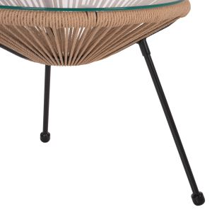 Side table Allegra black metal legs and natural rattan Hm5873,01 D47χ45hcm