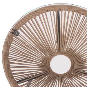 Side table Allegra black metal legs and natural rattan Hm5873,01 D47χ45hcm