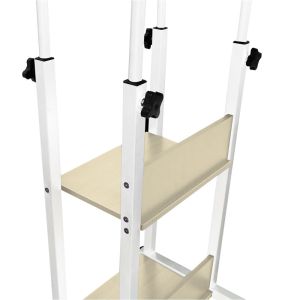Babs side table on wheels in white/natural color 60x40x85cm