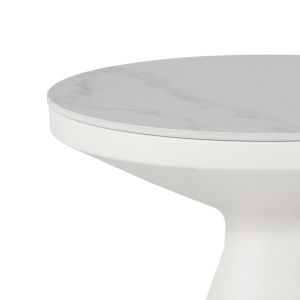 Помощна маса Coozlin бял мрамор с бял метал