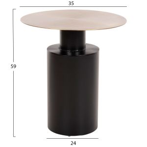 Помощна маса Cutty метал в черно и антик месинг D51x55,5cm Hm9723
