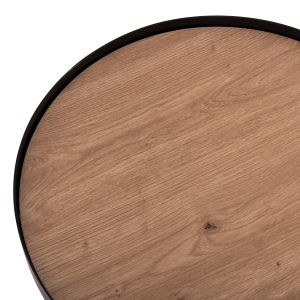 Помощна маса Denton Hm18023.01 мдф плот в цвят естествено дърво-черна основа Φ45x51.5hcm.