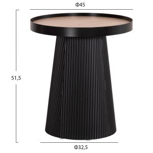 Помощна маса Denton Hm18023.01 мдф плот в цвят естествено дърво-черна основа Φ45x51.5hcm.