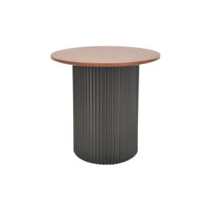 Dovel side table made of MDF in walnut - black color D50x45cm