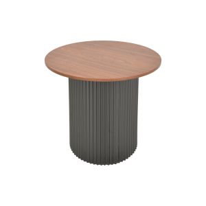 Dovel side table made of MDF in walnut - black color D50x45cm