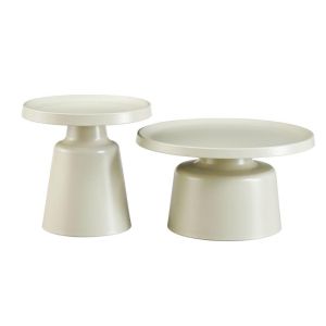 Side table Ginoze metal cream color D70x40cm
