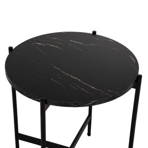 Side table Hm9589,01 Mdf black marble-black metal base D50x55hcm
