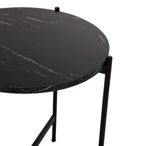Side table Hm9589,01 Mdf black marble-black metal base D50x55hcm