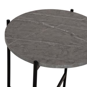 Side table Hm9589.02 MDF gray marble-black metal base D50x55hcm