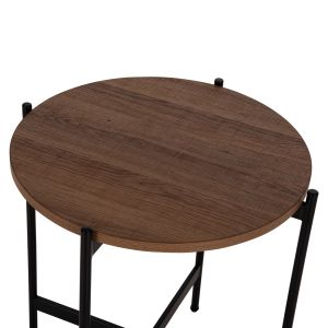 Side table Hm9589.04 MDF walnut-black metal base D50x55hcm