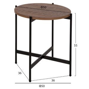 Side table Hm9589.04 MDF walnut-black metal base D50x55hcm