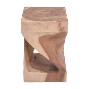 Помощна маса Hourian от суарово дърво в естествен цвят 30x30x65см