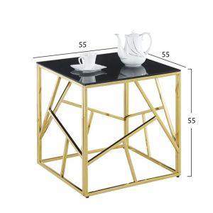 Side table Jana Hm8619,01 with black glass 55x55x55cm