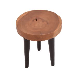 Labous Suar Wood side table in natural black shade D35x45cm