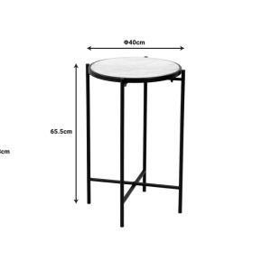 Помощна маса Luxere черен метал-бял мрамор D40x65.5см