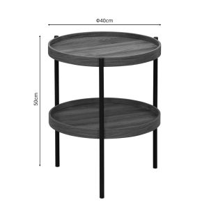 Portogie side table with walnut-colored Mdf top and black metal legs D40x50cm