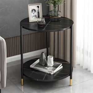 Side table Rhythm Mdf color black marble/black D48x60cm