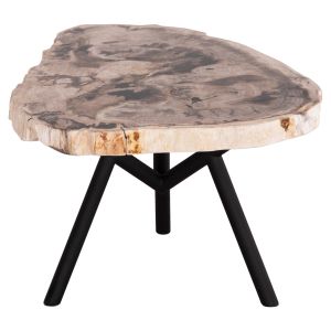 Помощна маса Saman Hm9931 метални черни крака-плот вкаменено дърво 70x55x40hcm.