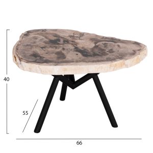 Помощна маса Saman Hm9931 метални черни крака-плот вкаменено дърво 70x55x40hcm.