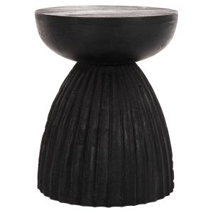 Scallop Hm9702 side table made of solid mango wood in black color D35x45hcm