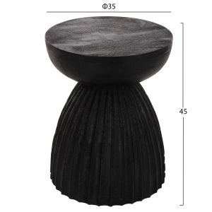 Scallop Hm9702 side table made of solid mango wood in black color D35x45hcm