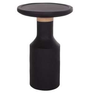 Side table Tred(t) Hm18169.01 fiber cement in black - natural rattan - Φ40x61hcm.