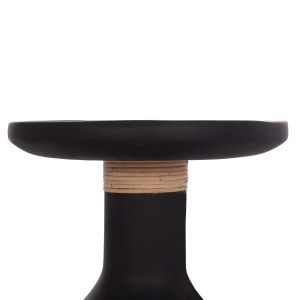 Side table Tred(t) Hm18169.01 fiber cement in black - natural rattan - Φ40x61hcm.