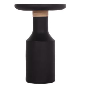 Side table Tred(t) Hm18169.01 fiber cement in black - natural rattan - Φ40x61hcm.